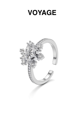 新年冰晶雪花戒指可旋转情侣配饰