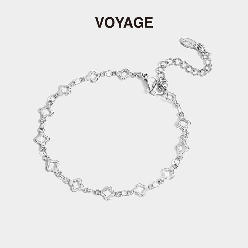 幸运四叶草手链女钛钢不掉色手环