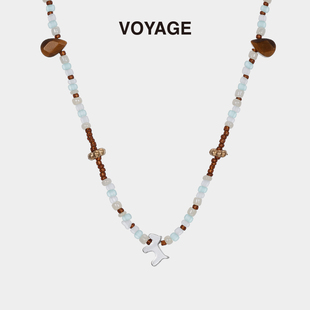 新中式 木马串珠项链女小众高级感甜酷锁骨链吊坠复古链子配饰夏天