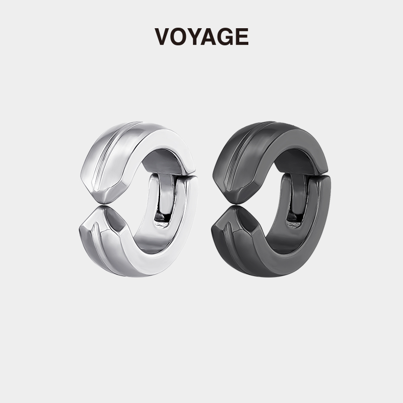 VOYAGE无耳洞简约钛钢耳夹一对