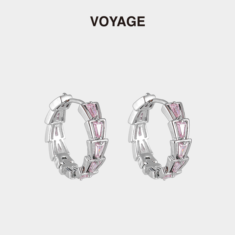 VOYAGE箭头粉钻耳环甜酷小众设计