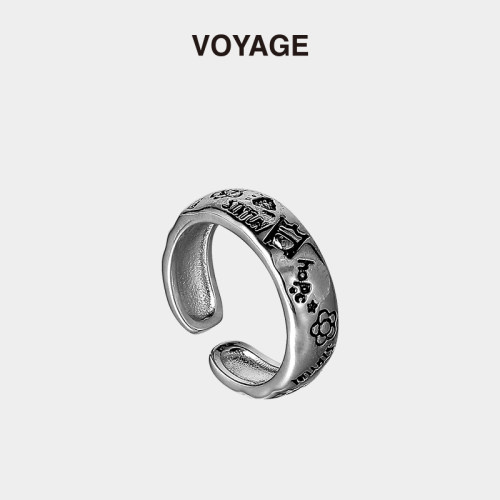 VOYAGE复古涂鸦小众设计感开口戒
