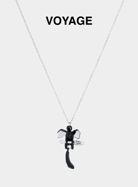 可爱天使黑色猫咪吊坠项链女配饰