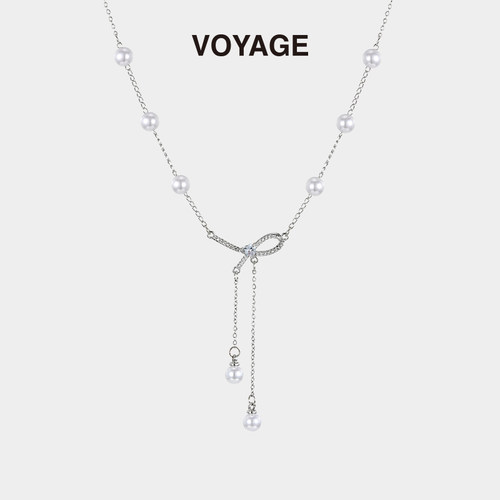 VOYAGE蝴蝶结珍珠流苏项链