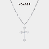 bm同款 银色大十字架吊坠长款 项链y2k复古亚文化甜酷辣妹挂脖配饰