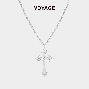 bm同款银色大十字架吊坠长款项链y2k复古亚文化甜酷辣妹挂脖配饰