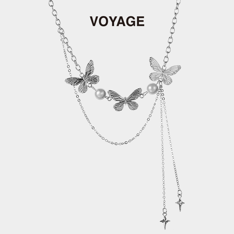 VOYAGE蝴蝶四芒星流苏项链设计感