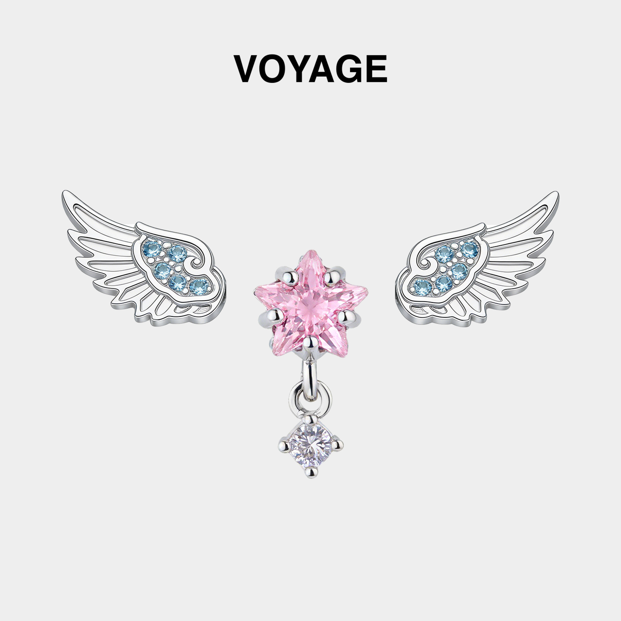 蓝色翅膀钛合金耳钉女款粉色星星锆石钛钢耳骨钉耳蜗钉耳环耳饰男,饰品/流行首饰/时尚饰品新,耳钉,淘宝优惠券,粉丝福利购,淘宝优惠卷