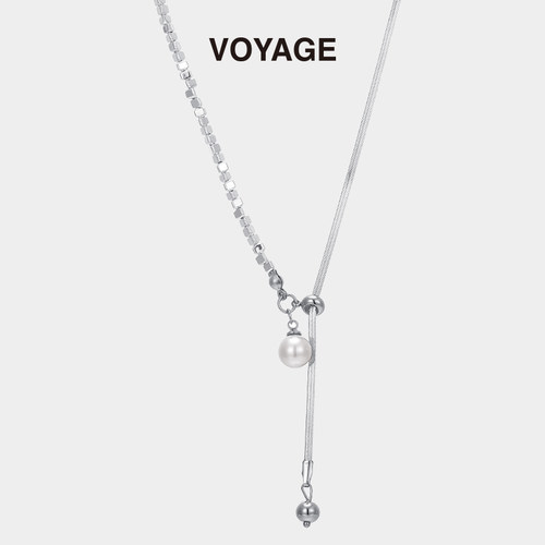 VOYAGE抽拉式可调节碎银珍珠项链