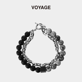 VOYAGE高级感双层手链冷淡风小众男士 男生手串手饰品男潮 手镯男款