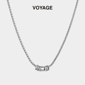 VOYAGE圆环锆石吊坠男士 项链女轻奢小众锁骨链男生高级感链子配饰
