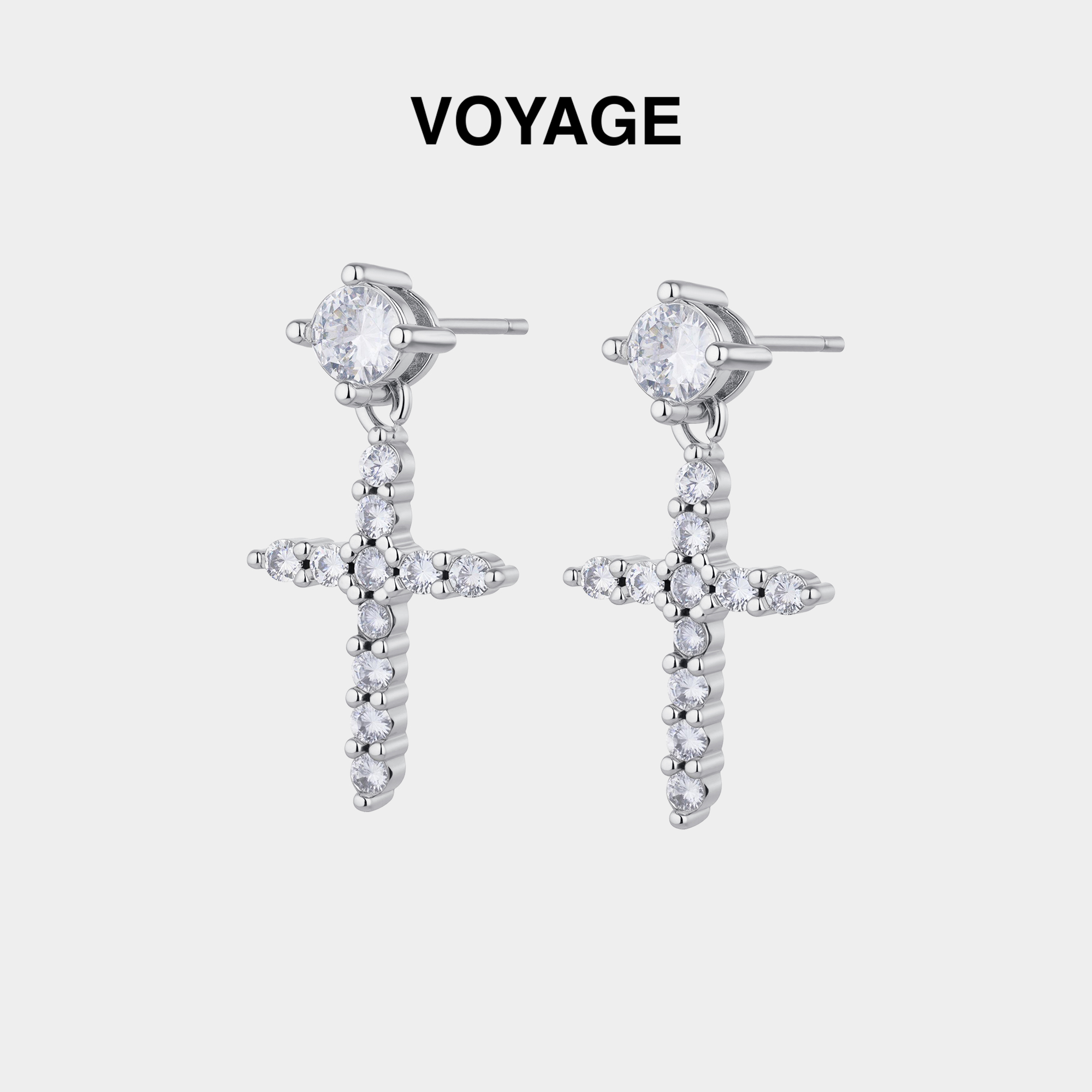 十字架吊坠耳钉女款耳骨钉男耳环