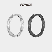 莫比乌斯钛钢素圈耳环男士 耳钉女圈圈耳圈高级感耳扣男生独特耳饰