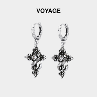 STK同款 鸢尾花耳坠锆石耳钉耳扣耳饰耳圈秋冬配饰 十字架耳环男款