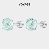 薄荷糖绿色钛合金烟花切耳钉养耳洞耳骨钉耳蜗钉耳环钛钢锆石耳饰