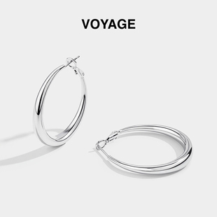 许我耀眼赵露思同款 S925银针耳环女圈圈耳扣素圈耳圈耳钉秋冬耳饰