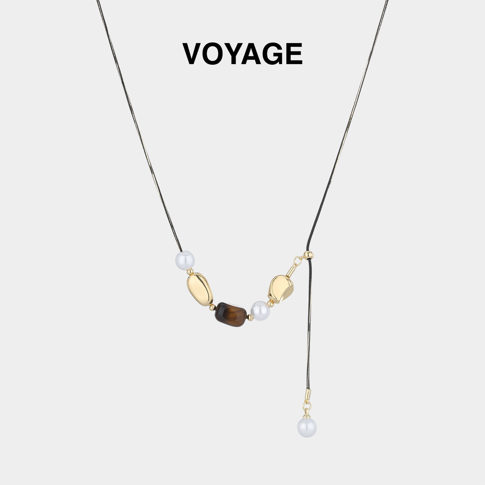 珍珠款吊坠长款项链虎眼石毛衣链