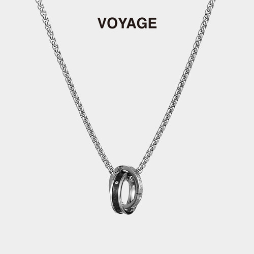 VOYAGE环环相扣小众设计钛钢项链