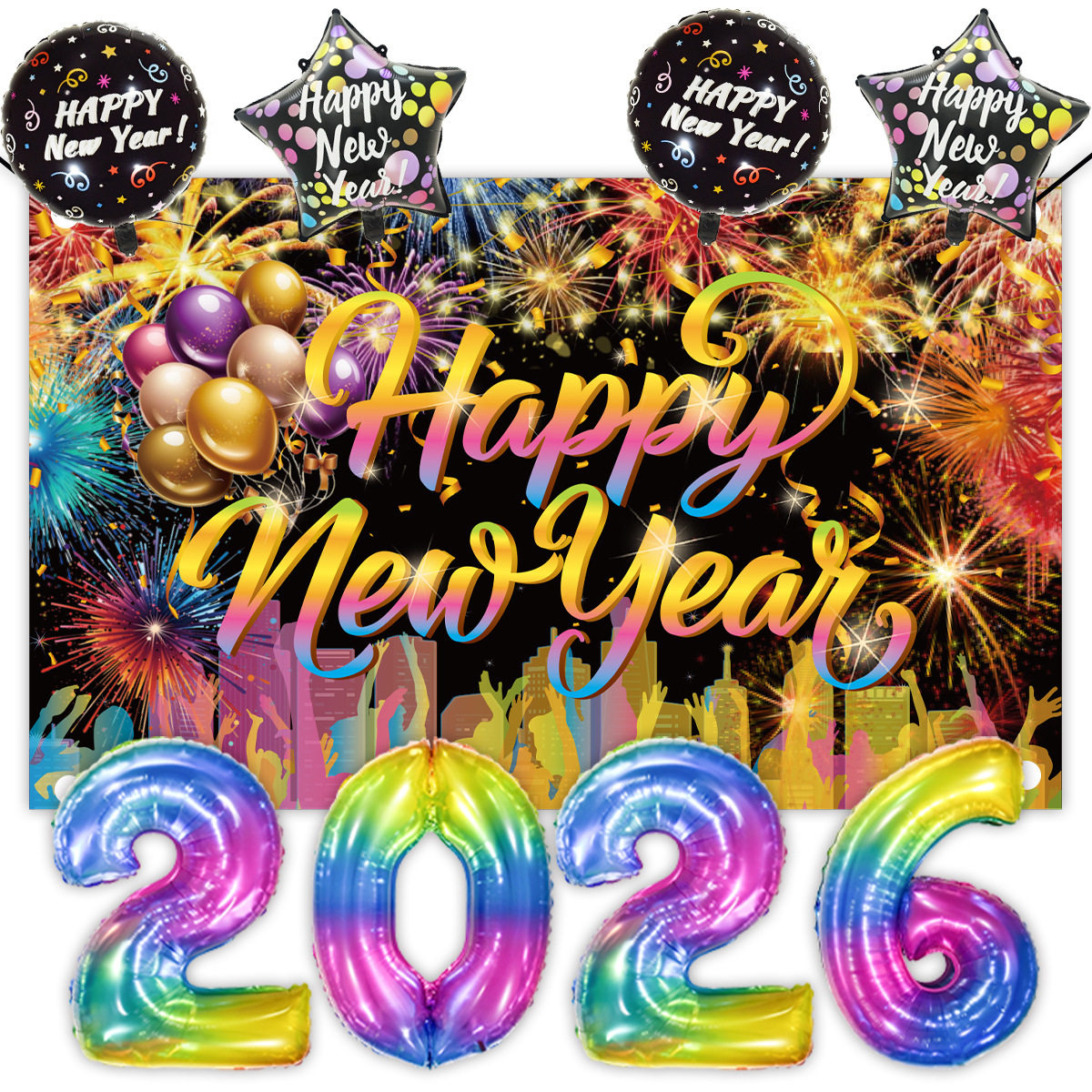 新款2026新年背景布Happy New Year派对装饰氛围挂布聚会拍照,节庆用品/礼品,节庆布艺用品,淘宝优惠券,粉丝福利购,淘宝优惠卷