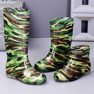 四季雨鞋男士防滑加棉保暖迷彩中低筒短筒厨房劳工耐磨特高筒水鞋