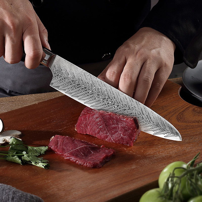 日本进口大马士革钢西式主厨刀