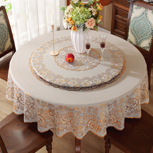 轻奢欧式PVC塑料防水防油圆桌布