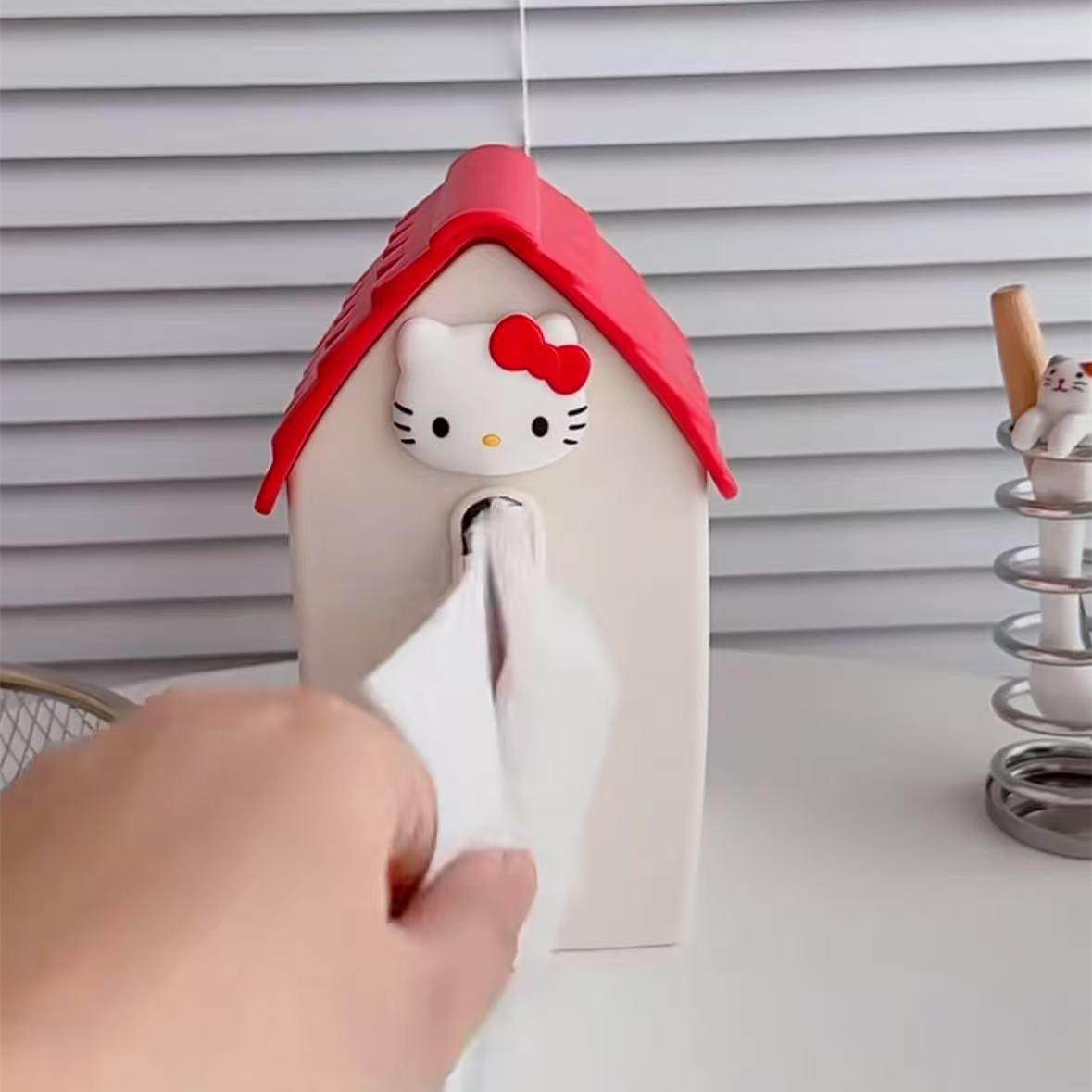 不一样的抽纸盒kitty猫纸巾盒可爱房子创意客厅趣味儿童抽纸摆件