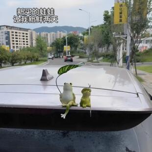 创意青蛙撑伞摆件车载汽车顶车尾立体装饰仿真乘凉蛙装饰搞怪玩具