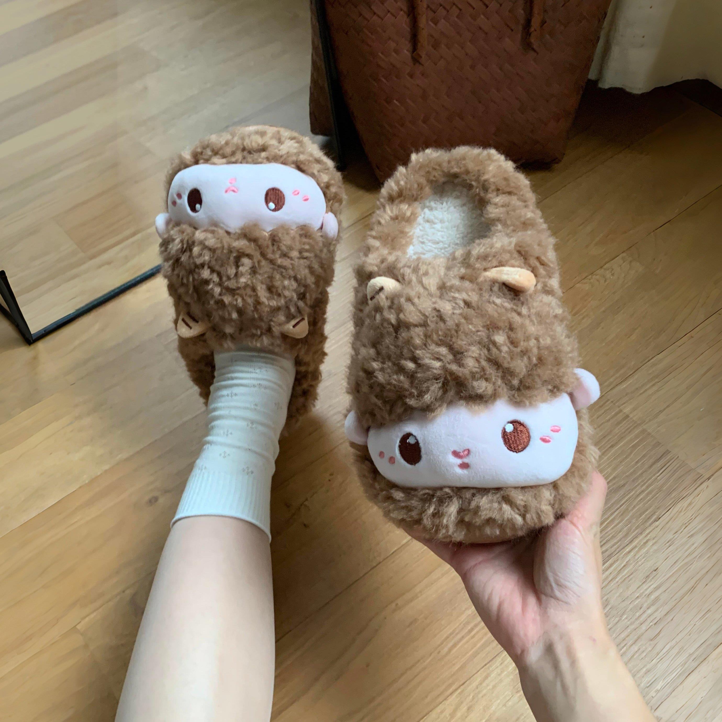 静音防滑羊咩咩包头拖女冬季居家