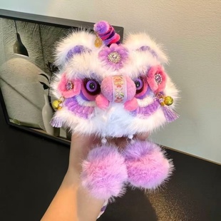 小朋友超爱 手工毛绒虎头斜挎包新年送儿童礼物 醒狮包包国风中式