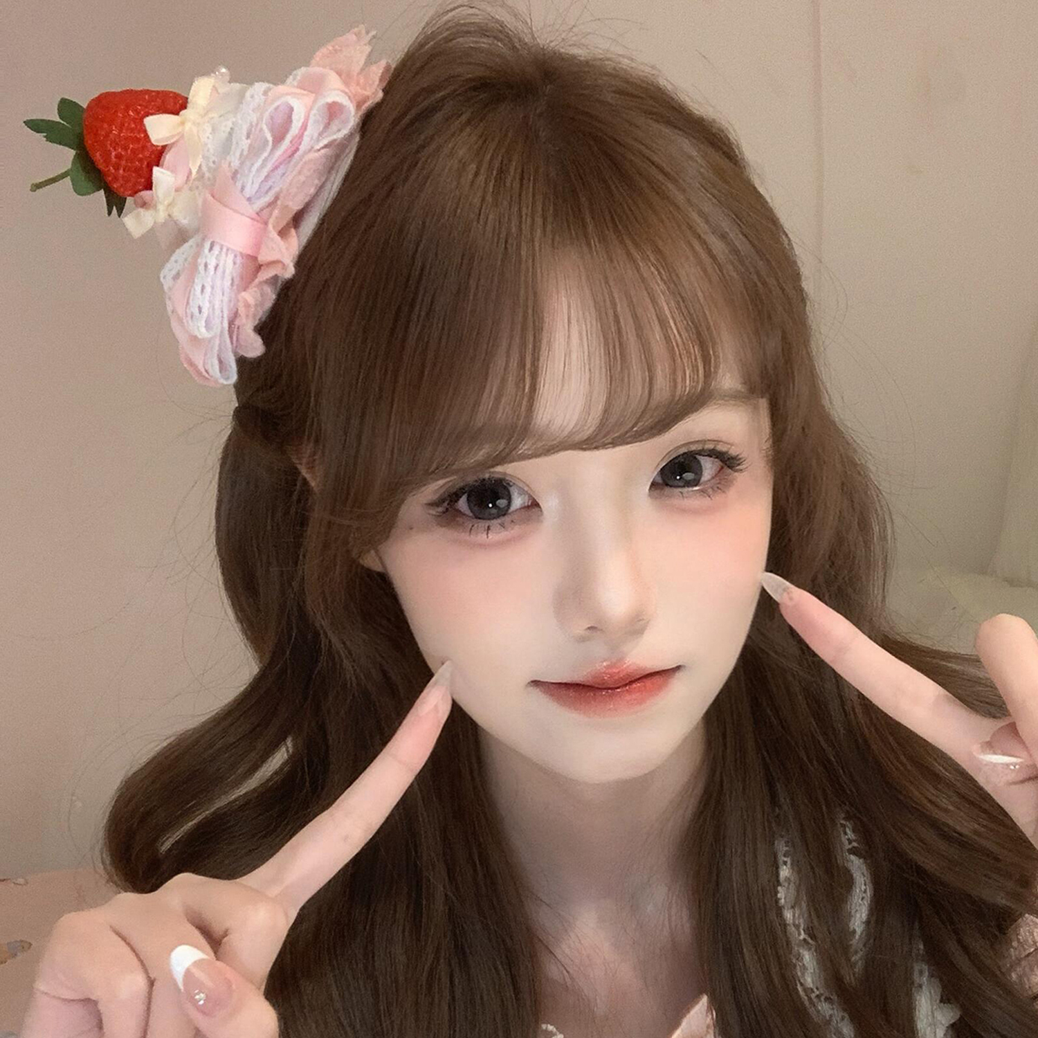 粉色草莓蛋糕生日帽发夹