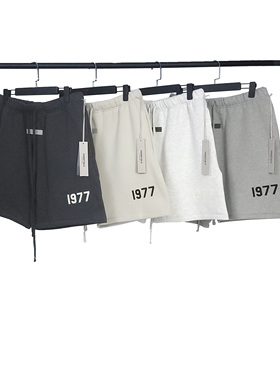 现货FOG复线ESSENTIALS 1977系列植绒印花短裤高街宽松五分裤潮