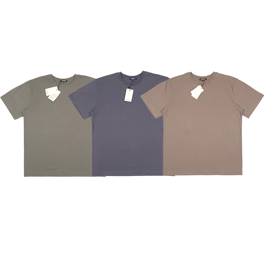 yeezy season6侃爷同款基础纯色水洗圆领短袖宽松高街打底短t男女