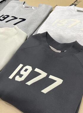 现货FOG ESSENTIALS 1977植绒印花圆领卫衣美潮高街宽松套头衫潮