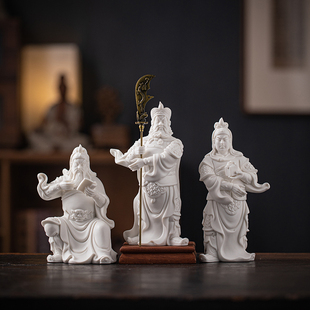陶瓷三国武将关羽关平周仓历史人物雕塑摆件家居博古架装饰品摆件