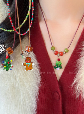 圣诞树串珠项链女秋冬轻奢
