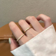金色素圈叠戴开口戒指女轻奢高级感粗胖手大号食指戒小众设计指环