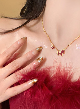 本命年红色小马项链女秋冬