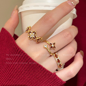 绯金墙花 法式 宫廷珐琅开口戒指女复古小众指环轻奢高级感食指戒