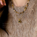 美拉德虎眼石串珠秋冬叠戴项链女款 高级感轻奢小众毛衣链复古配饰