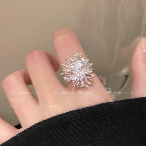 银色浪漫~烟花开口戒指女生