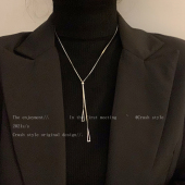 钛钢吊坠项链女长款 高级感轻奢小众配饰品高领大气秋冬男款 毛衣链