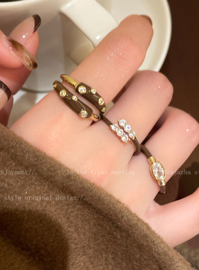 复古咖色戒指女小众设计