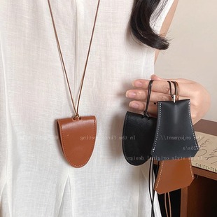 挂脖磁吸皮革眼镜夹墨镜夹项链女长款小众设计装饰挂链毛衣链配饰