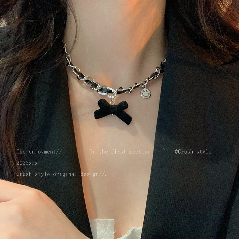 choker蝴蝶结编织项链