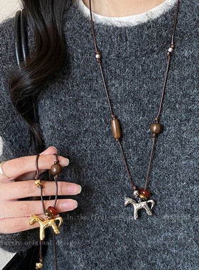 本命年小马吊坠项链女秋冬