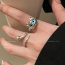 个性 猫咪小蛇戒指女小众设计轻奢高级感时尚 冷淡风食指戒独特指环