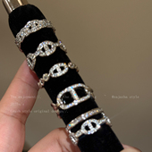 超闪锆石猪鼻子戒指女秋冬2026新款 冷门小众食指戒闺蜜学生党指环