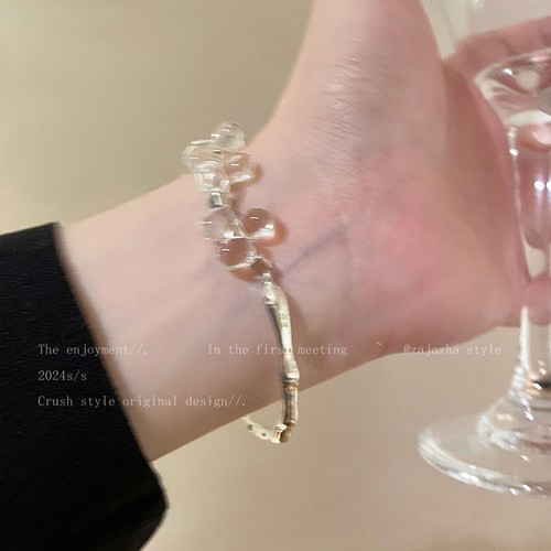 不规则水晶串珠半镯手镯女生夏天2026新款小众设计高级感轻奢手饰