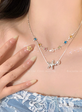 彩色星星项链女小众设计感甜美